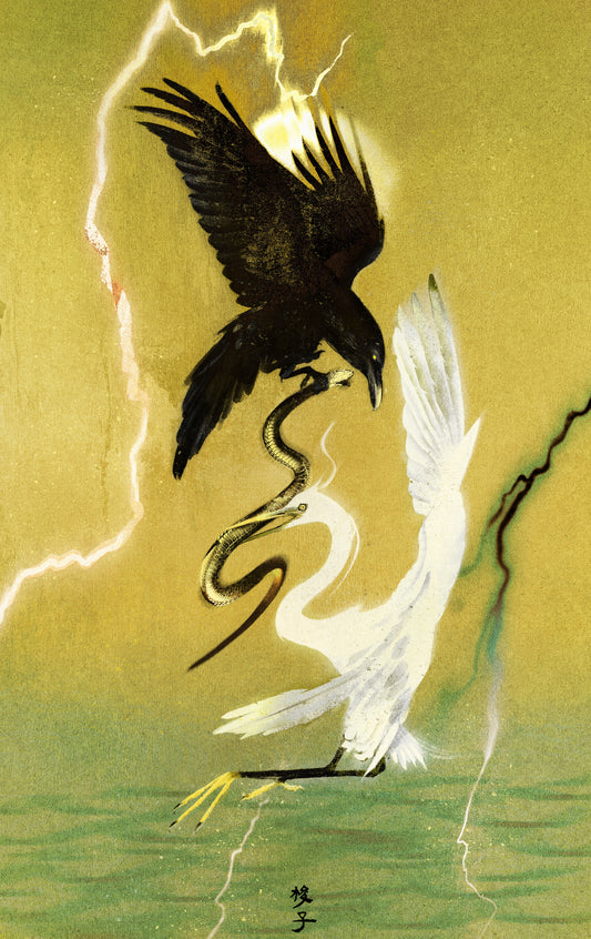 Raven and Egret