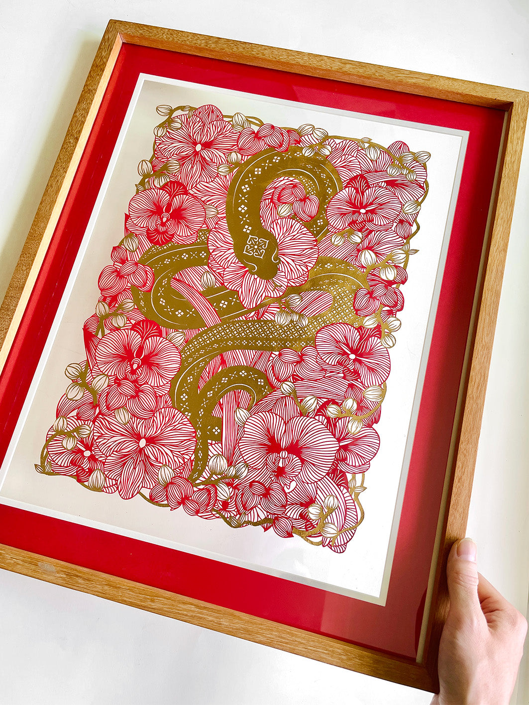 [Limited Edition] Handmade Papercut Snake in Gold Foil