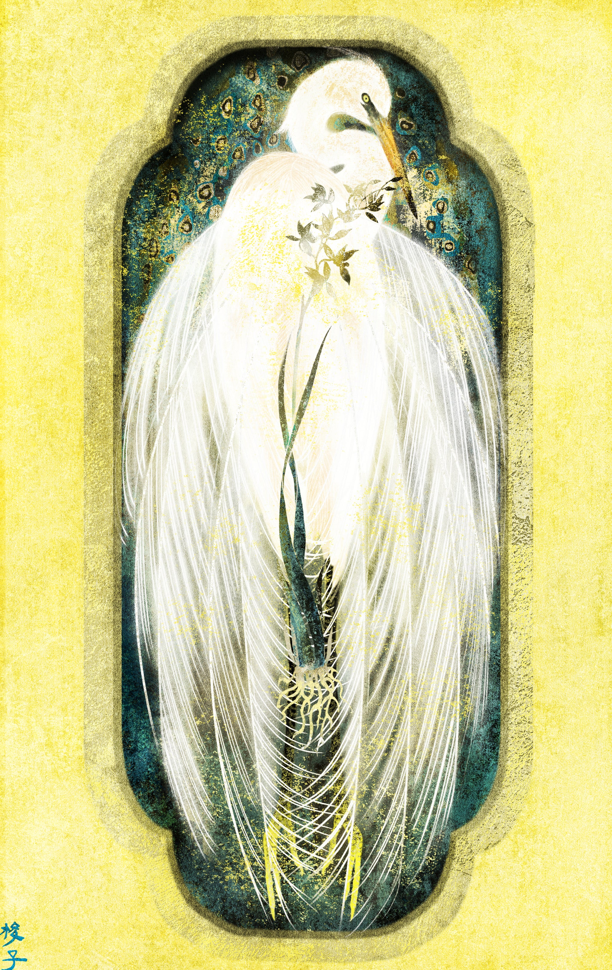 Egret and the Orchid Window