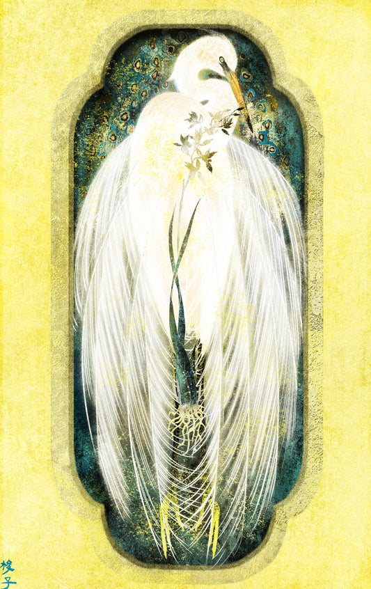 Egret and the Orchid Window