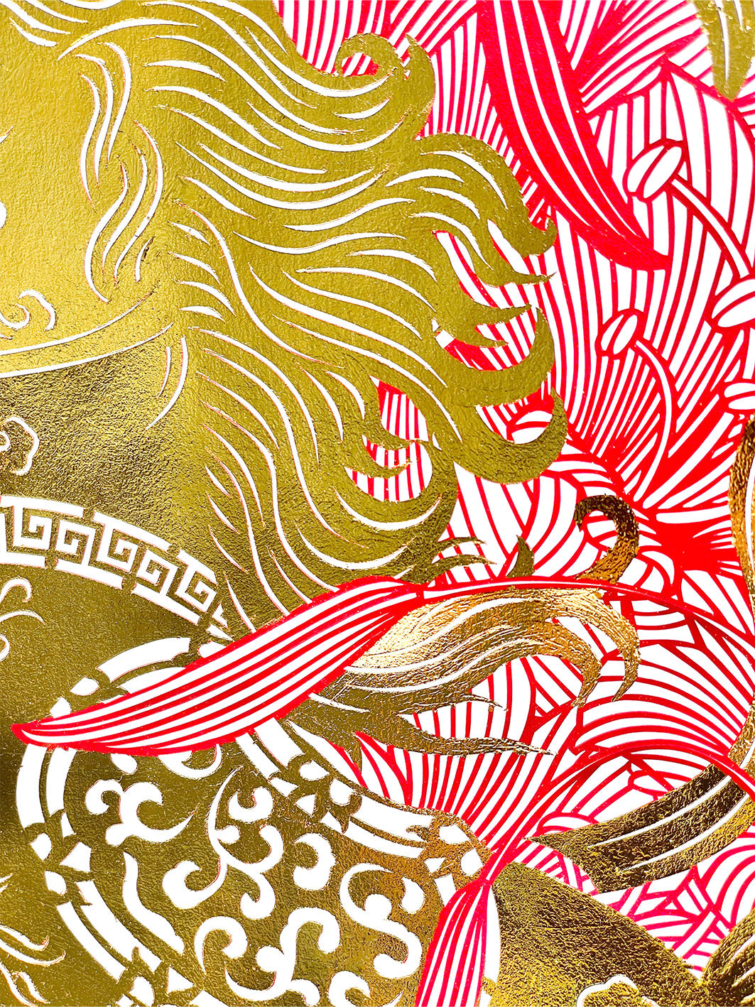 [Limited Edition] Handmade Papercut Snake in Gold Foil