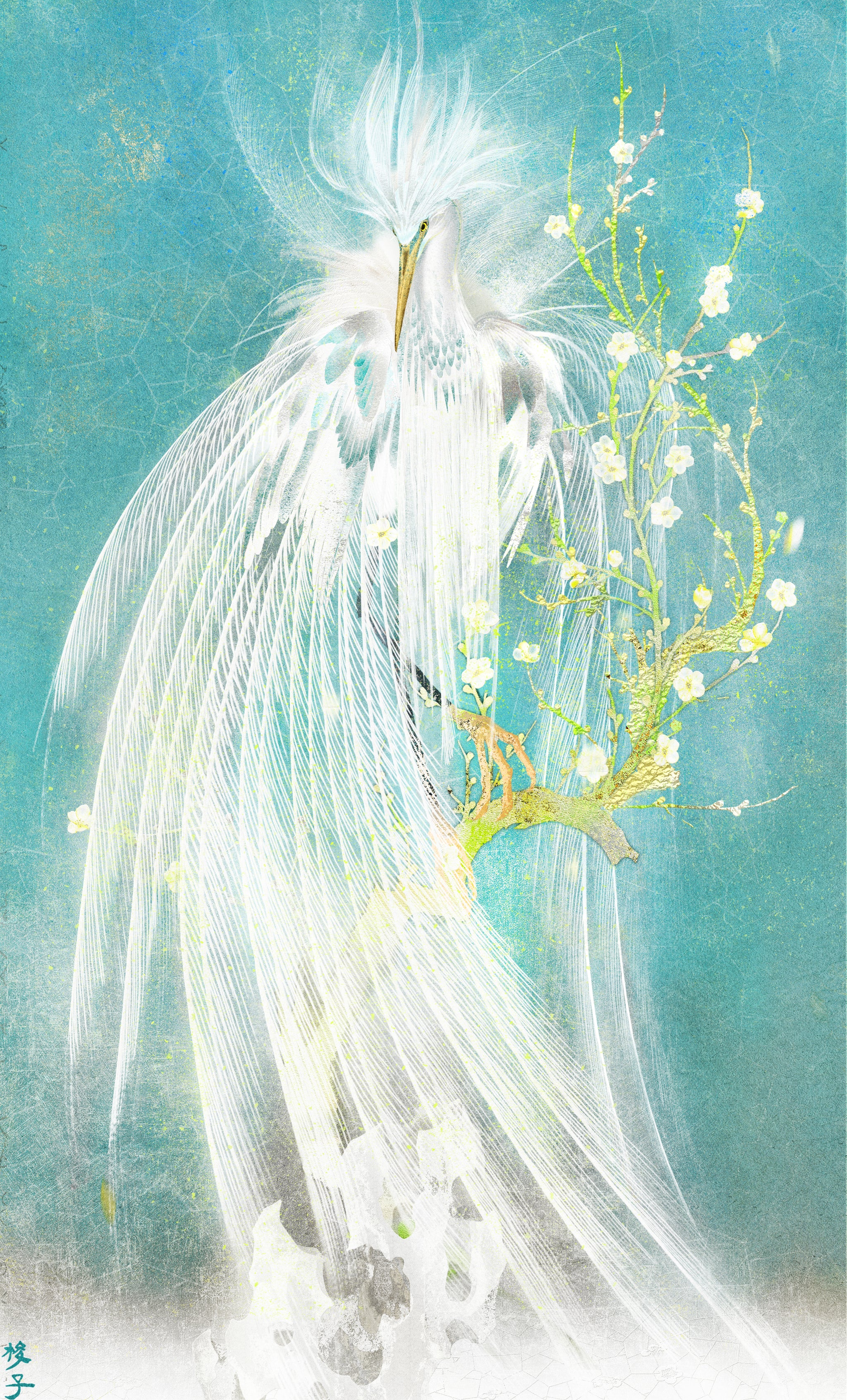 Plum Blossom Egret
