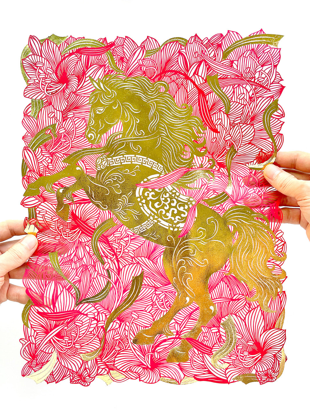 [Limited Edition] Handmade Papercut Snake in Gold Foil