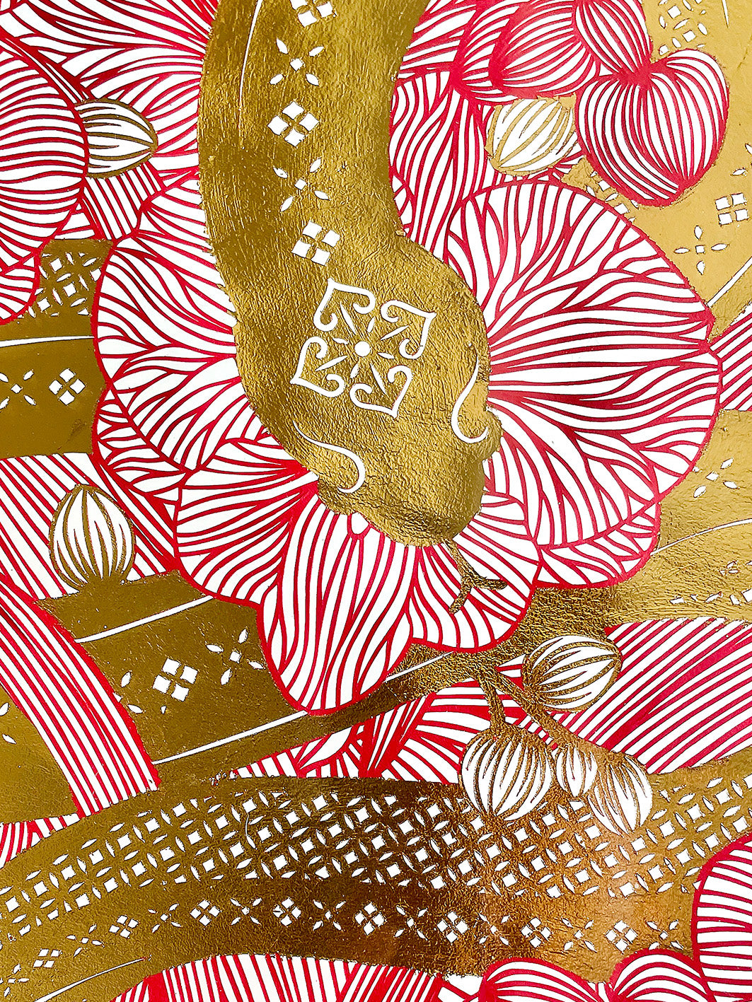 [Limited Edition] Handmade Papercut Snake in Gold Foil